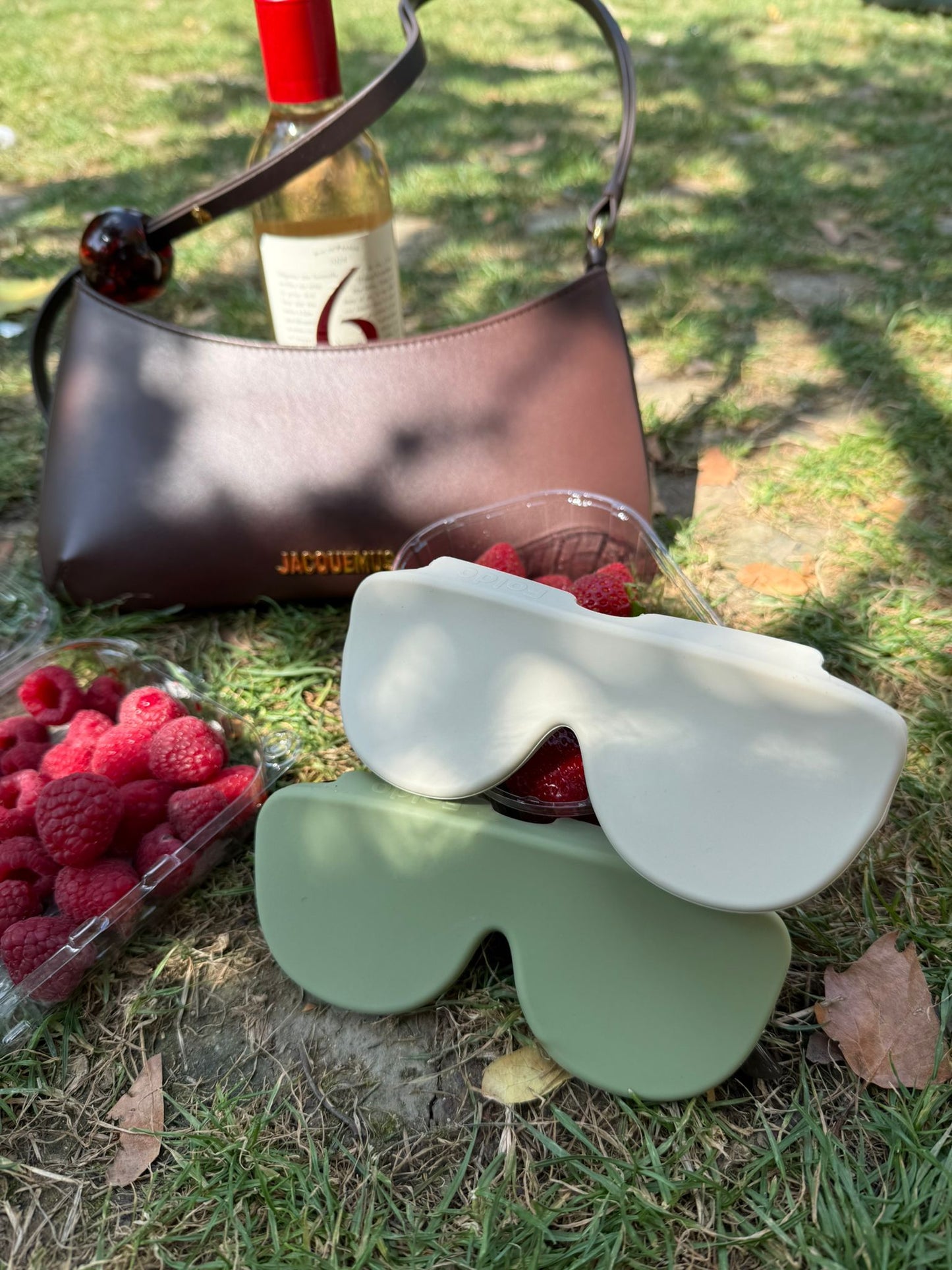 FOLDO Funda de silicona para gafas – Verde oliva, ligera y compacta